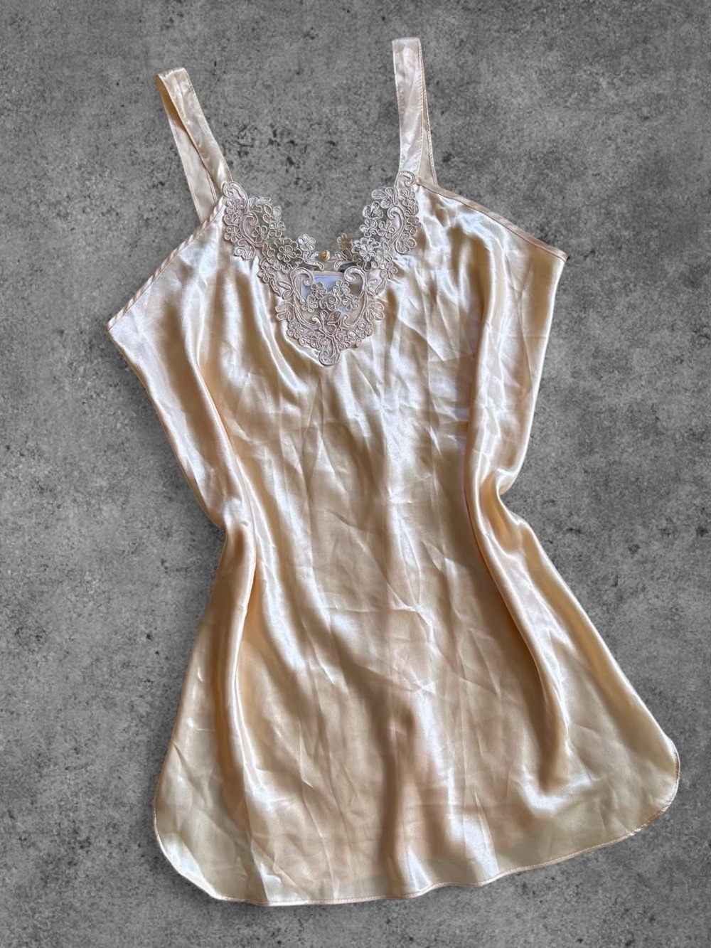 90s Gold Lace & Satin Slip Dress